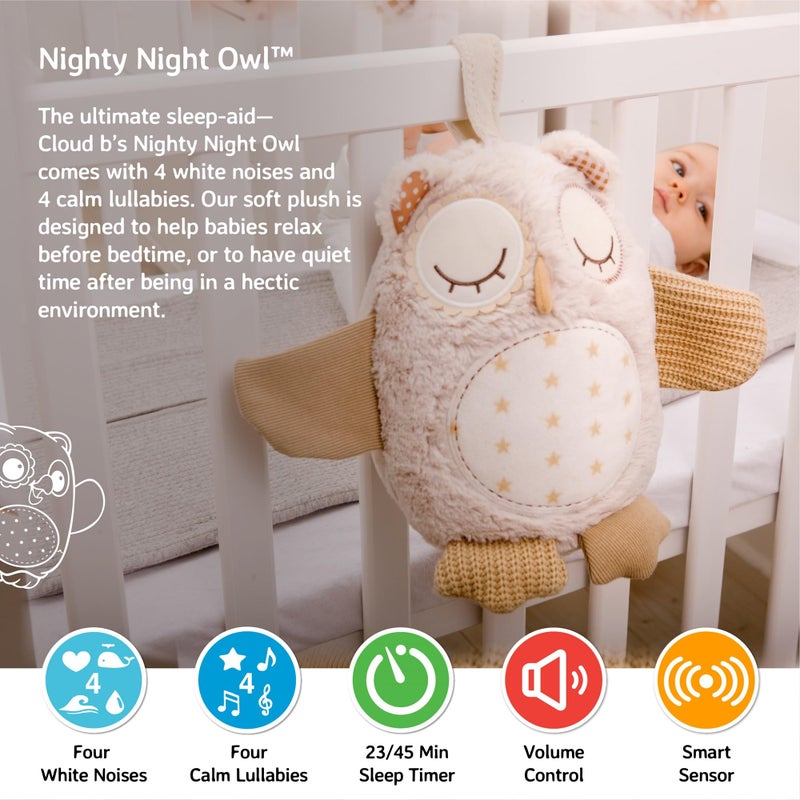 Cloud b Sound Machine with White Noise Soothing Sounds | Cuddly Stuffed Animal | Adjustable Settings and Auto-Shutoff | Nighty Night Owlâ„¢ Smart Sensor - Image 2